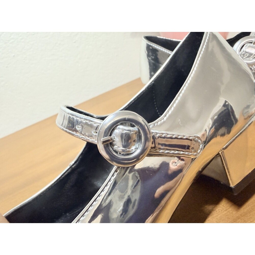 Steve Madden Women's Sessily Mary Jane Block Heel Silver Size 7 - Picture 10 of 11